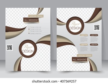Flyer template. Business brochure. Editable A4 poster for design, education, presentation, website, magazine cover. Brown color.  Editable vector illustration