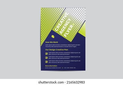 Flyer Template Creative Agency. With Color Blue And Yellow 