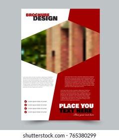 Flyer template design. Abstract brochure or anual report layout. Vector illustration. Red color.