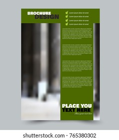 Flyer template design. Abstract brochure or anual report layout. Vector illustration. Green color.