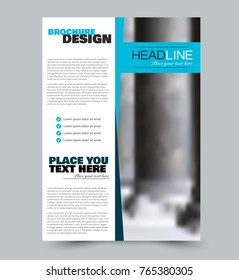Flyer template design. Abstract brochure or anual report layout. Vector illustration. Blue color.