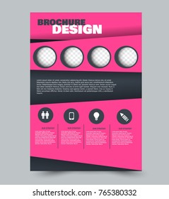 Flyer template design. Abstract brochure or anual report layout. Vector illustration. Pink color.