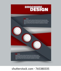 Flyer template design. Abstract brochure or anual report layout. Vector illustration. Red color.