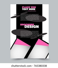 Flyer template design. Abstract brochure or anual report layout. Vector illustration. Pink and black color.