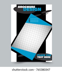 Flyer template design. Abstract brochure or anual report layout. Vector illustration. Blue and black color.