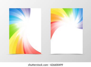 Flyer Template Design. Abstract Flyer Template Vector Illustration In Rainbow Color. Colorful Flyer Design