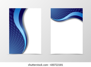 Flyer template design in blue color. Abstract flyer template with blue wave. Circle surface flyer design. Vector illustration