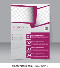 Flyer template design. Business brochure poster. Book cover for education, presentation, website, magazine. Red color. Editable vector illustration.