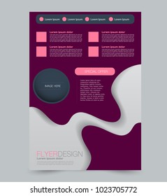 Flyer template. Design for a business, education, advertisement poster or pamphlet. Vector illustration. Pink color.