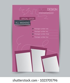 Flyer template. Design for a business, education, advertisement poster or pamphlet. Vector illustration. Pink color.