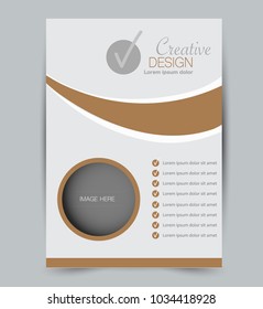 Flyer template. Design for a business, education, advertisement brochure, poster or pamphlet. Vector illustration. Brown color.