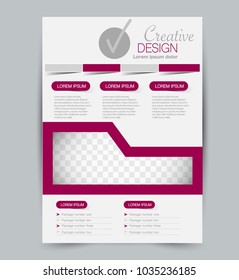 Flyer template. Design for a business, education, advertisement brochure, poster or pamphlet. Vector illustration. Pink color.