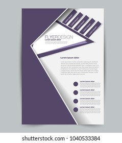 Flyer template. Design for a business, education, advertisement brochure, poster or pamphlet. Vector illustration. Purple color.