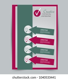Flyer template. Design for a business, education, advertisement brochure, poster or pamphlet. Vector illustration. Red and green color.