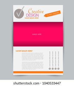 Flyer template. Design for a business, education, advertisement brochure, poster or pamphlet. Vector illustration. Pink color.
