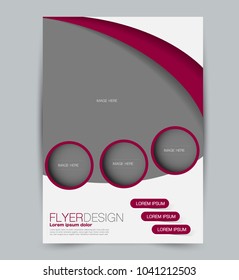 Flyer template. Design for a business, education, advertisement brochure, poster or pamphlet. Vector illustration. Red color.