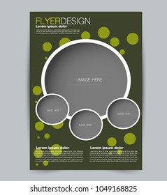 Flyer template. Design for a business, education, advertisement brochure, poster or pamphlet. Vector illustration. Green color.