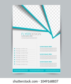 Flyer template. Design for a business, education, advertisement brochure, poster or pamphlet. Vector illustration. Blue color.