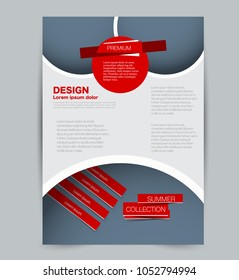 Flyer template. Design for a business, education, advertisement brochure, poster or pamphlet. Vector illustration. Grey and red color.