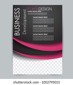 Flyer template. Design for a business, education, advertisement brochure, poster or pamphlet. Vector illustration. Black and pink color.