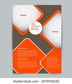Flyer template. Design for a business, education, advertisement brochure, poster or pamphlet. Vector illustration. Brown and orange color.