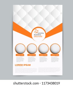 Flyer template. Design for a business, education, advertisement brochure, poster or pamphlet. Vector illustration. Orange color.