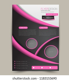 Flyer template. Design for a business, education, advertisement brochure, poster or pamphlet. Vector illustration. Black and pink color.