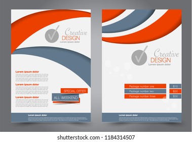 Flyer template. Design for a business, education, advertisement brochure, poster or pamphlet. Vector illustration. Orange color.