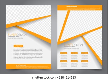 Flyer template. Design for a business, education, advertisement brochure, poster or pamphlet. Vector illustration. Orange color.