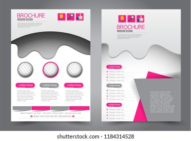 Flyer template. Design for a business, education, advertisement brochure, poster or pamphlet. Vector illustration. Pink color.