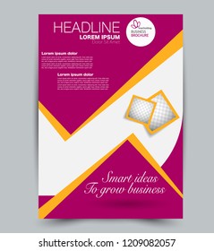 Flyer template. Design for a business, education, advertisement brochure, poster or pamphlet. Vector illustration. Pink and orange color.