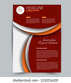 Flyer template. Design for a business, education, advertisement brochure, poster or pamphlet. Vector illustration. Orange and red color.