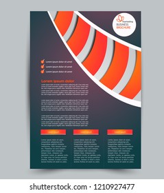 Flyer template. Design for a business, education, advertisement brochure, poster or pamphlet. Vector illustration. Orange color.