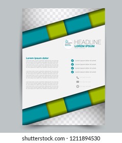 Flyer template. Design for a business, education, advertisement brochure, poster or pamphlet. Vector illustration. Blue and green color.