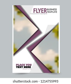 Flyer template. Design for a business, education, advertisement brochure, poster or pamphlet. Vector illustration. Purple color.