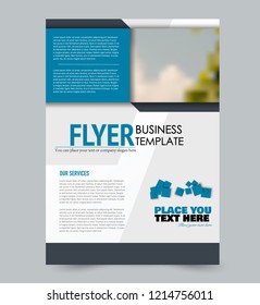 Flyer template. Design for a business, education, advertisement brochure, poster or pamphlet. Vector illustration. Blue color.