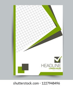 Flyer template. Design for a business, education, advertisement brochure, poster or pamphlet. Vector illustration. Green color.