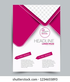 Flyer template. Design for a business, education, advertisement brochure, poster or pamphlet. Vector illustration. Pink color.