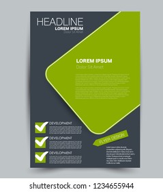 Flyer template. Design for a business, education, advertisement brochure, poster or pamphlet. Vector illustration. Green and black color.
