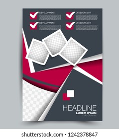 Flyer template. Design for a business, education, advertisement brochure, poster or pamphlet. Vector illustration. Red and grey color.