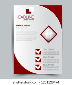 Flyer template. Design for a business, education, advertisement brochure, poster or pamphlet. Vector illustration.  Red color.