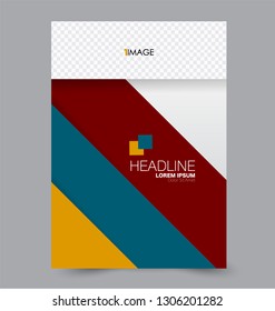 Flyer template. Design for a business, education, advertisement brochure, poster or pamphlet. Vector illustration. Red, blue, and orange color.