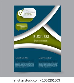 Flyer template. Design for a business, education, advertisement brochure, poster or pamphlet. Vector illustration. Green and blue color.