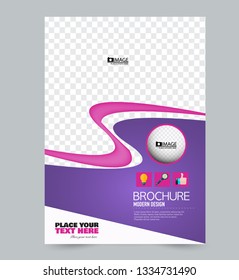 Flyer template. Design for a business, education, advertisement brochure, poster or pamphlet. Vector illustration. Purple and pink color.