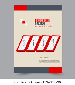 Flyer template. Design for a business, education, advertisement brochure, poster or pamphlet. Vector illustration. Red and grey color.
