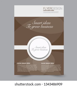 Flyer template. Design for a business, education, advertisement brochure, poster or pamphlet. Vector illustration. Brown color.
