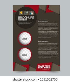 Flyer template. Design for a business, education, advertisement brochure, poster or pamphlet. Vector illustration. Brown and red color.