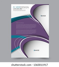 Flyer template. Design for a business, education, advertisement brochure, poster or pamphlet. Vector illustration. Purple and blue color.