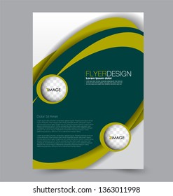 Flyer template. Design for a business, education, advertisement brochure, poster or pamphlet. Vector illustration. Green color.