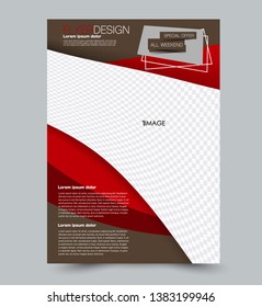 Flyer template. Design for a business, education, advertisement brochure, poster or pamphlet. Vector illustration. Brown and red color.